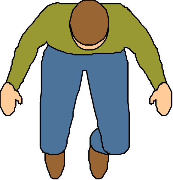 The image shows a sequence of two frames with an animated character who appears to be falling over due to their large size compared to another smaller figure in each frame; both figures have exaggerated proportions for comedic effect, and there is no background detail provided beyond what's necessary for the animation context.