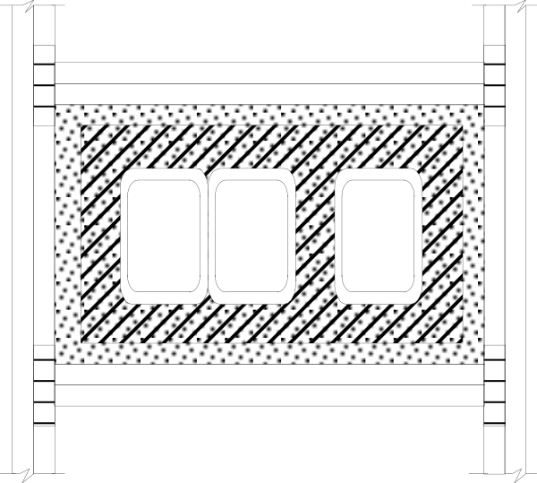 The image shows a black square with three white rectangles inside it against a gray background.