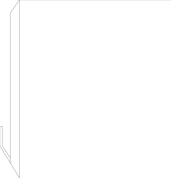 The black and white photo shows a simple line drawing of three vertical bars with varying lengths against an empty background.