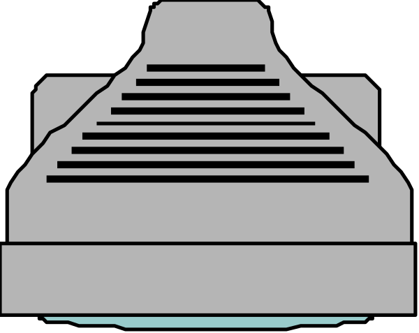 The black and white illustration shows a computer tower with two fans on top of it placed against a dark background.