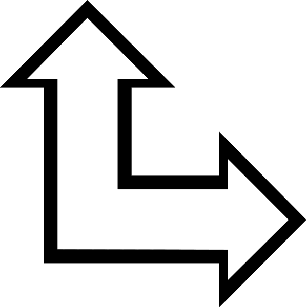 The image displays a black arrow pointing to its right with an open loop at both ends of it on a dark background.