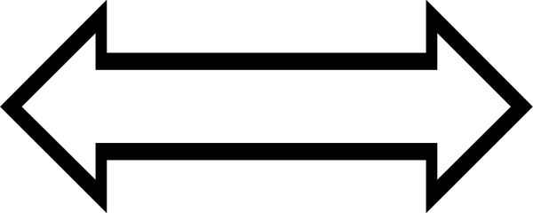 The image shows a simple black and white pixelated representation of an arrow pointing to its right side with two arrows on either end forming a loop around it.