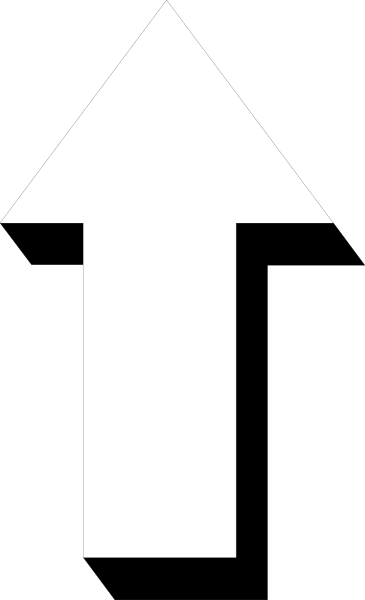 The image shows a black arrow pointing upwards on an otherwise gray background with no other discernible elements present.