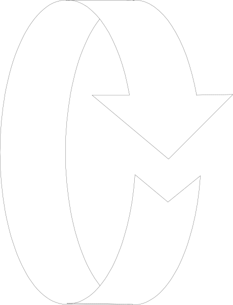 The image shows a black and white logo with an arrow pointing to it from above.