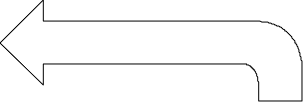 The image shows a black arrow pointing to an unidentified object on its right side against a gray background with no other discernible details visible in this small clip-art format.