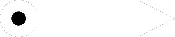 The image shows a simple line drawing of an arrow pointing to its left with two dots on it indicating directional movement in that direction.