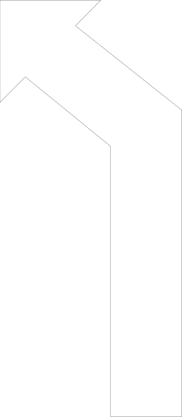 The image shows a black and white pixelated representation of an arrow pointing to its right side with two vertical lines on either end forming a cross shape in front of it against a gray background.