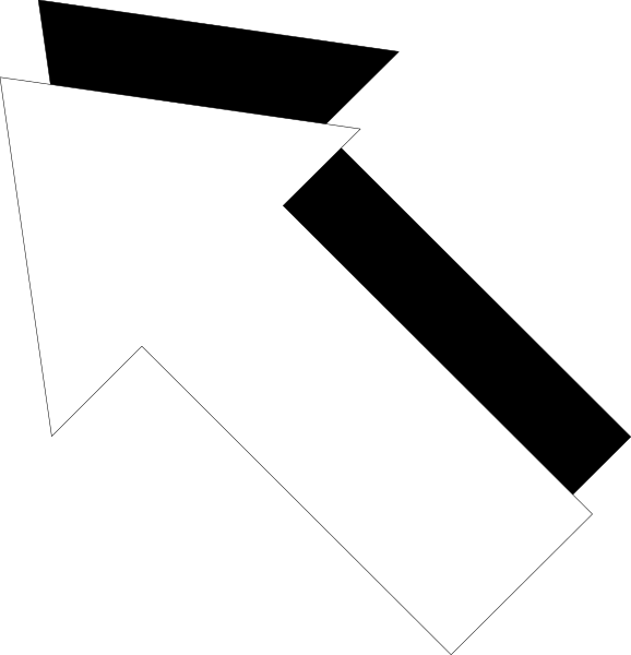 The image shows a sequence of three arrows pointing to different directions: upwards (top), leftward (middle) with an arrowhead on top indicating directionality change from horizontal to vertical, and rightward (bottom).