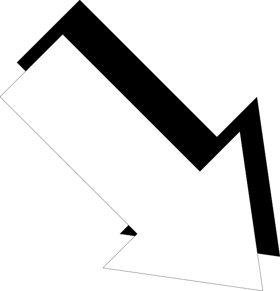 The image shows a black arrow pointing to an upside down white arrow with two arrows on either side of it forming a square shape against a dark background.