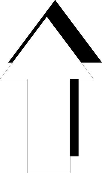 The image shows a black arrow pointing upwards on an otherwise gray background with no other discernible elements present.