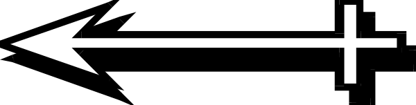The black arrow points to a white cross on an otherwise grey background.