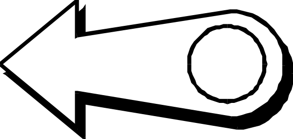 The image shows a black arrow pointing to an object that appears to be a light bulb with two circular elements on either side of it; there is no text present in this clip-art illustration.