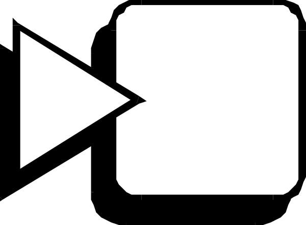 The image shows a black arrow pointing to an icon that resembles a play button with two arrows forming a loop around it on what appears to be a gray background.