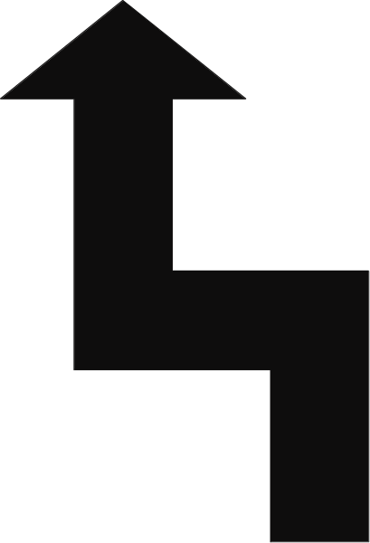 The image shows a black arrow pointing upwards on an otherwise gray background with no other discernible features visible due to its small size.