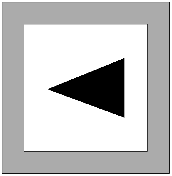 The image shows two black and white squares with a play button icon inside them against different backgrounds: on top is an arrow pointing right overlaid onto what appears to be a gray surface; below it, there's another square containing only the word "Play" in bold letters centered within.
