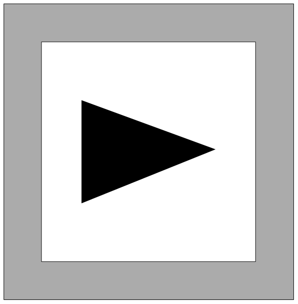 The image shows a sequence of three panels with different symbols: 1) A play button symbolizing starting an action; 2) An arrow pointing right indicating directional movement to the next panel; 3) Another play button, suggesting repetition or continuation from where it was last seen in the previous frame. There is no text present on any of these panels and there are no other objects, people, animals, actions, or settings depicted within this image. The style appears simple with a limited color palette consisting mainly of black and white tones.