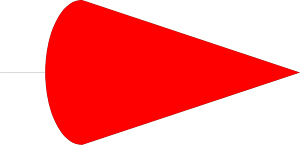 The image shows a red flag with white text on it against an indistinct background.