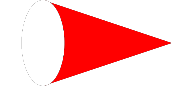 The image shows a red flag with white text on it against an indistinct background that appears to be grayish-blue in color.