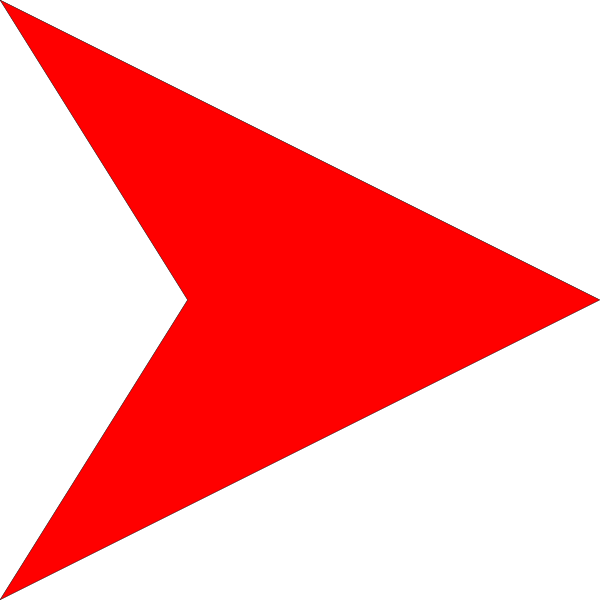 The image shows a red arrow pointing to an unseen direction with two black lines on either side of it forming a cross shape against a dark background.