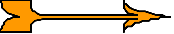 The image shows a simple black arrow pointing to its right on an orange background with no other discernible elements present.