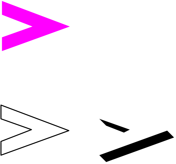 The image shows a black background with three white arrows pointing upwards on either side of an arrow that points downward in pink coloring.