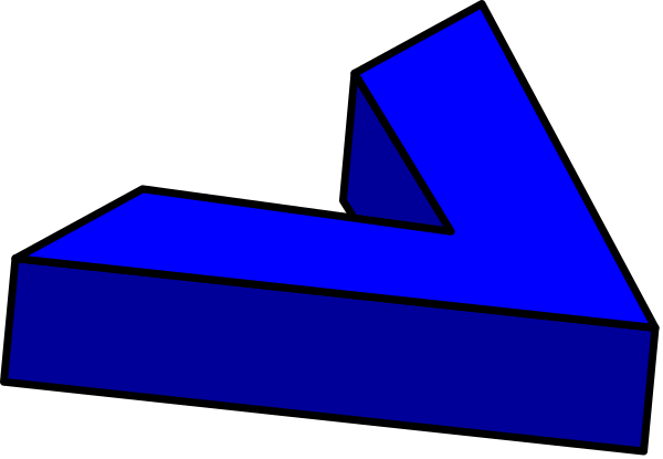 The image shows a blue abstract design with geometric shapes that resemble an optical illusion of depth on a dark background.