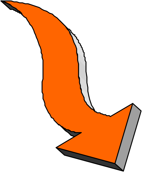 The image shows a stylized arrow pointing to its right with an orange background on top of which there is black text that reads "GYM".