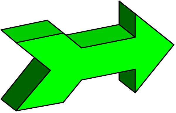The image shows a green arrow pointing to an abstract shape that resembles a dog's head on its side with two ears sticking up from either end of what appears to be a body line in between them, set against a dark background.