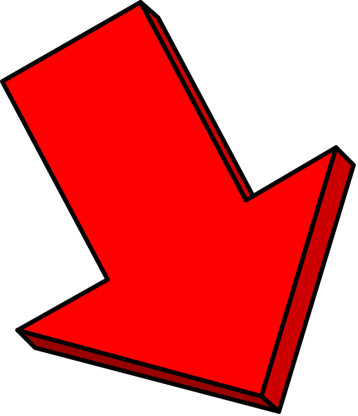 The image shows a red arrow pointing downwards with an exclamation mark on it against a black background.