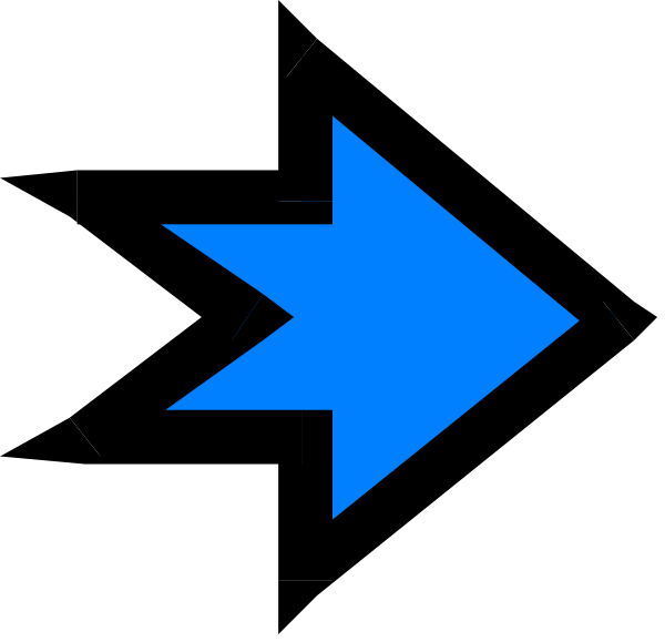 The image shows a blue arrow pointing to the right against a black background with no other discernible elements present.