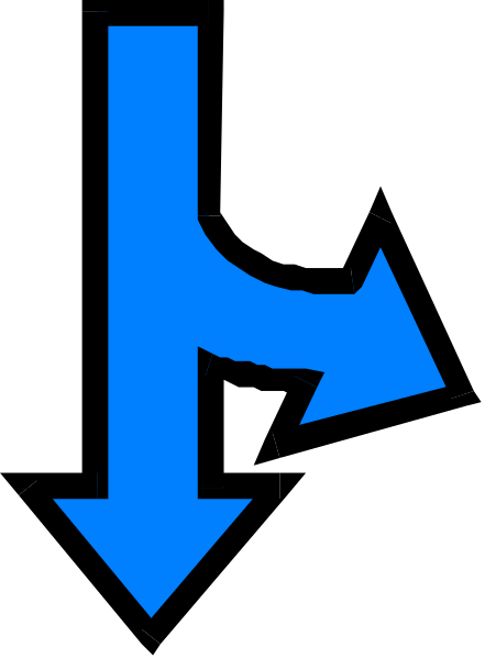 The image shows a blue arrow pointing to an upside down U shape with two arrows on either side of it forming a loop.
