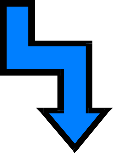 The image shows a blue arrow pointing downwards on an otherwise gray background with no other discernible elements present.