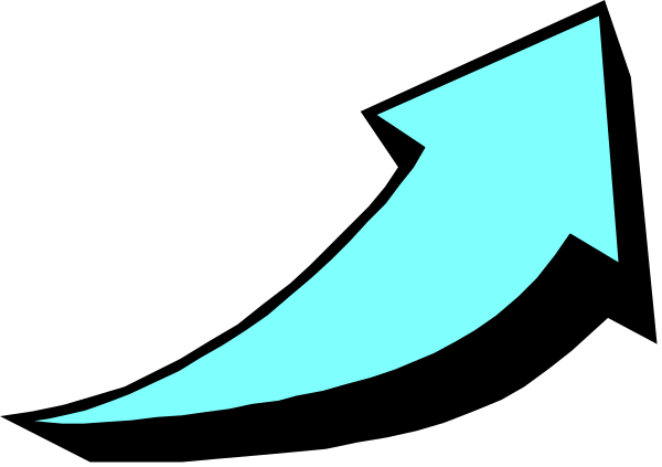 The image shows a black arrow pointing upwards with blue highlights on it against a dark background.