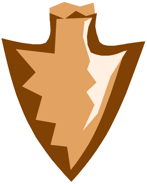 The image shows a shield with an arrowhead design on it against a white background.