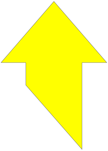 The image shows a yellow arrow pointing upwards on an upward sloping background with black borders at both ends of the clip-art frame.