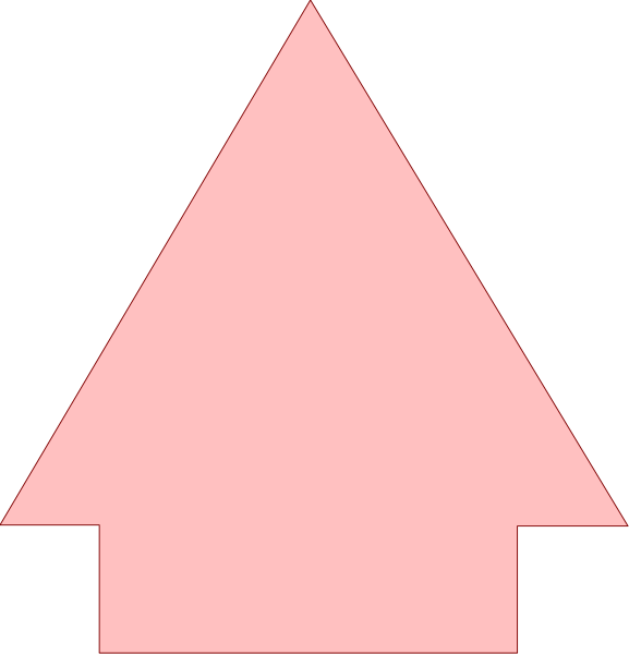 The image shows a sequence of three arrows pointing upwards with varying shades from pink to red against a black background on one side and two identical downward-pointing triangles in white next to each other, also set against a dark backdrop.