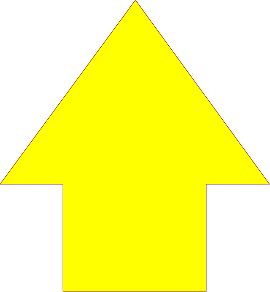 The image shows two arrows pointing upwards with a yellow arrow on top of an orange arrow; both have black outlines against a white background.