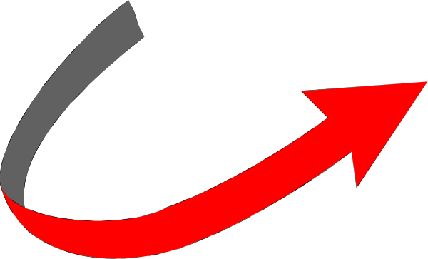 The image shows a red arrow pointing to its right with an abstract design resembling wings on either side of it against a dark background.