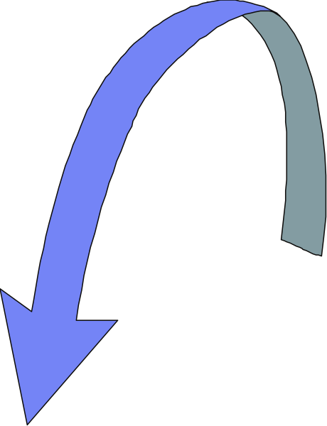 The image shows a blue arrow pointing to an upward direction with two arrows forming a loop above it on what appears to be a black background.