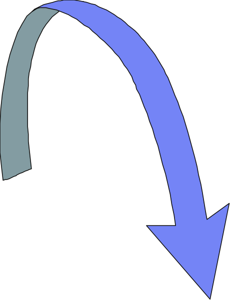 The image shows a blue arrow pointing to an upward direction with text that reads "UP" next to it on top of another gray background.