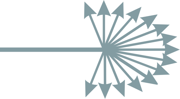 The image shows a stylized compass rose with arrows pointing to different cardinal directions: north, east, south, west; it is set against a dark background that contrasts sharply with its white lines forming the starburst pattern of the compass rose and blue outlines around each arrow's direction.