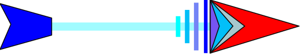 The image shows a red arrow pointing to an object that resembles a blue flag with white stripes on it.