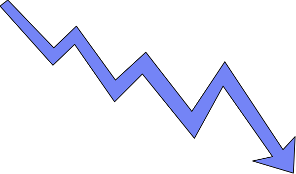 The image shows a simple blue waveform graphic with an arrow pointing upwards to its right side on what appears to be a dark background.