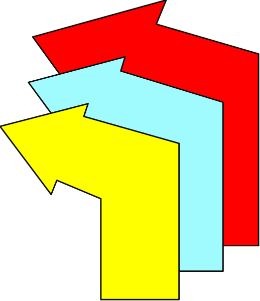 The image shows a stylized graphic of an arrow pointing upwards with two smaller arrows on either side forming a V shape; it is in black-and-white coloring pages format.