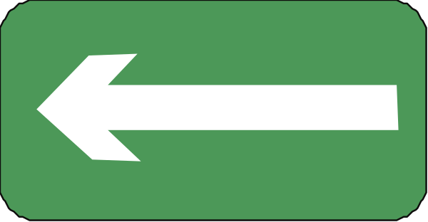 The image shows a green arrow pointing to an exit sign with white text on it that reads "EXIT".