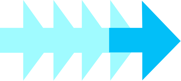 The image shows a blue arrow pointing to its right with an abstract design resembling digital glitches on either side of it against a grey background.