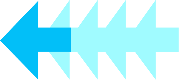 The image shows a pixelated blue arrow pointing to an unseen direction with two other arrows on either side of it in white coloring against a gray background.