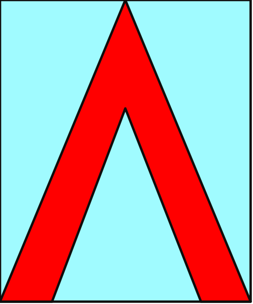 The image shows a red letter 'A' on top of an arrow pointing upwards inside what appears to be a blue square with white lines forming its border.