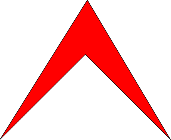 The image shows a red arrow pointing upwards with two black arrows on either side of it forming an 'x' shape against a dark background.