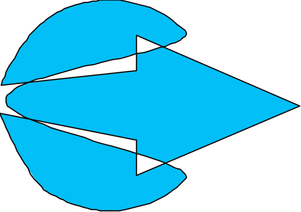 The image shows a blue abstract design that resembles an object with multiple parts connected together against a dark background.